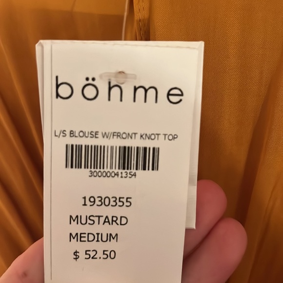 Bohme golden yellow silk long sleeve top, cropped in the middle - Picture 4 of 4